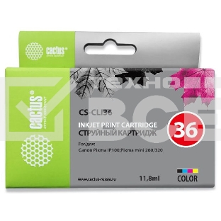 Картридж струйный Cactus CS-CLI36 цветной (11.8 мл.) для CANON Pixma iP 100/ MiNi 260