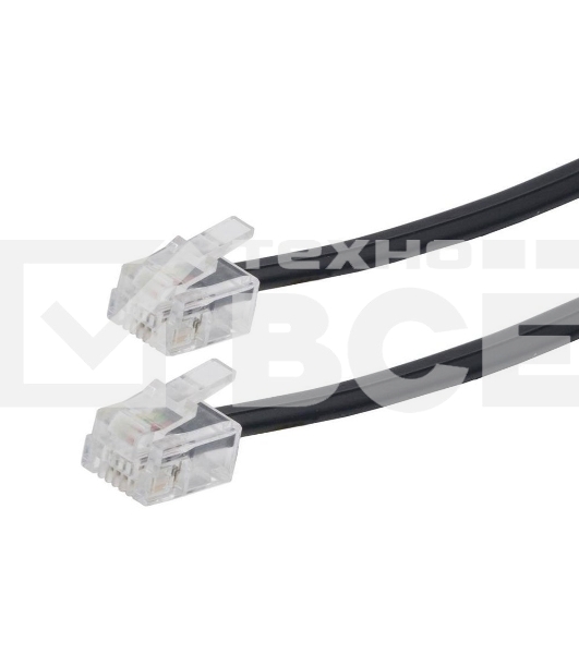 Кабель телефонный аппарат-розетка Cablexpert TC6P4C-5M-BK, 5 м черный