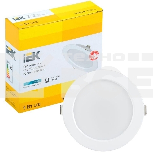 Светильник светодиодный Iek LDVO0-1612-09-4000-K01 ДВО 1612 белый круг 9Вт 4000К IP20 пластик. корпус, диам 118 мм