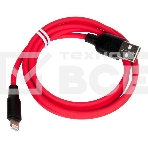 Кабель USB 2.0 hoco X21, силиконовая оплетка, AM/Lightning M, черно-красный, 1м, фото4