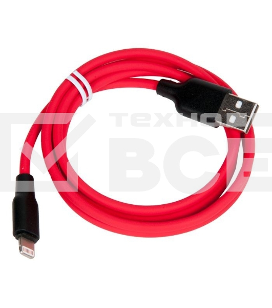 Кабель USB 2.0 hoco X21, силиконовая оплетка, AM/Lightning M, черно-красный, 1м