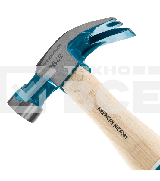 Молоток-гвоздодер Gross AMERICAN HICKORY 450 г, угол 45, магнит, обрезиненная рукоятка