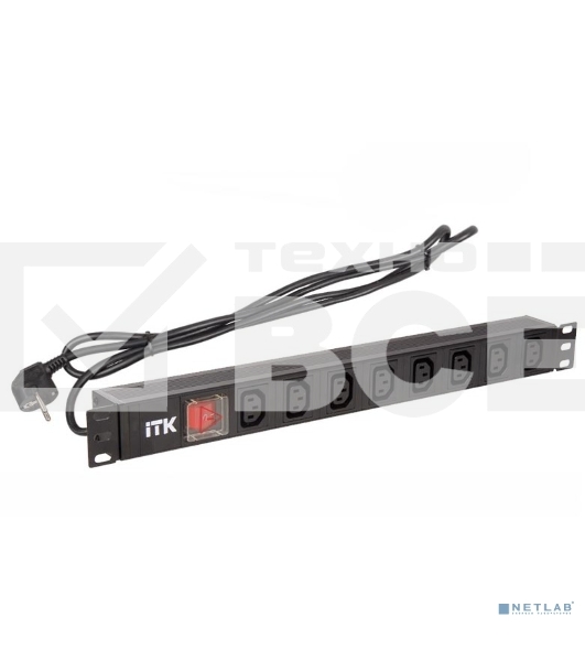 Блок ITK PH12-8C131 PDU 8 розеток C13 с LED выкл,1U, шнур 2м вилка нем.ст
