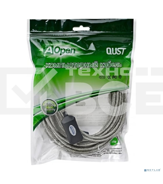 Кабель AM/AF USB2.0 10м Aopen удлинитель активный(с усилителем) USB2.0-repeater, ACU823-10M