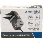 Блок питания Gembird NPA-AC10, 5В/1А, 1 штекер 5,5х2,5мм, фото 1