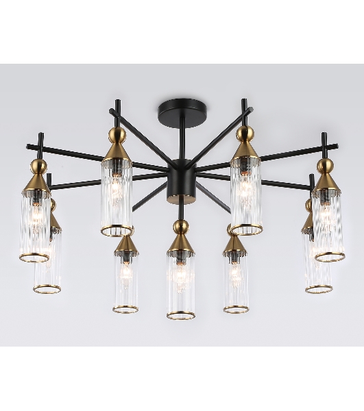 Люстра Ambrella light LH55258/9 BK/BS/CL черный/латунь/прозрачный E14*9 max 40W D770*530