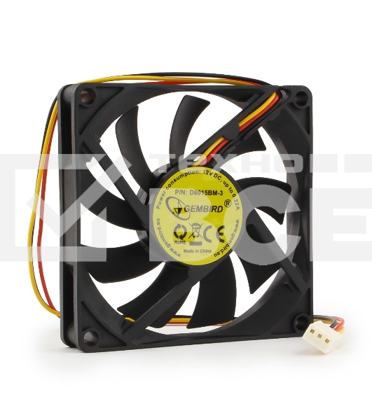 Вентилятор для корпуса Gembird D8015BM-3 черный, 80 мм, 2600 об/мин, 27 дБ, 3 pin