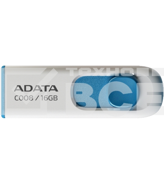 Флеш диск AData 16Gb C008 AC008-16G-RWE USB2.0 белый
