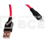 Кабель USB 2.0 hoco X21, силиконовая оплетка, AM/Lightning M, черно-красный, 1м, фото2