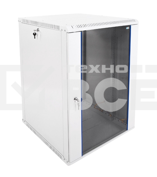 Шкаф телеком. настенный разборный 15U (600х650) дверь стекло, цвет серый RAL 7035
