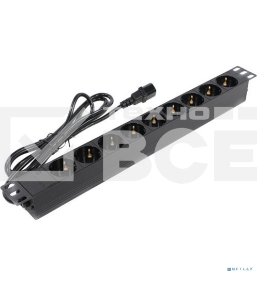 Блок розеток горизонтальный ExeGate ServerPro PDU-19H906 Al-9S-C14-2.5, 19