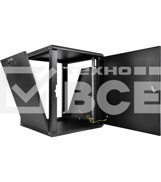 Шкаф телекоммуникационный настенный разборный ЦМО ЭКОНОМ 12U (600 x 520) дверь металл, цвет черный (ШРН-Э-12.500.1-9005)