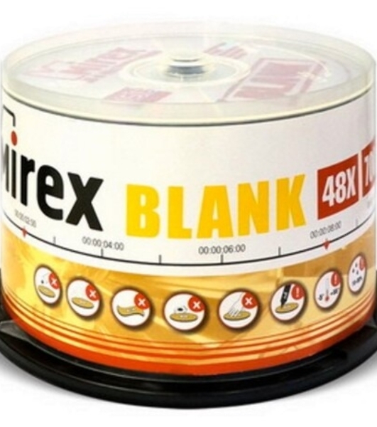 Диск CD-R Mirex 700 Mb, 48х, Shrink (100), Blank, Без надписи (100/500)