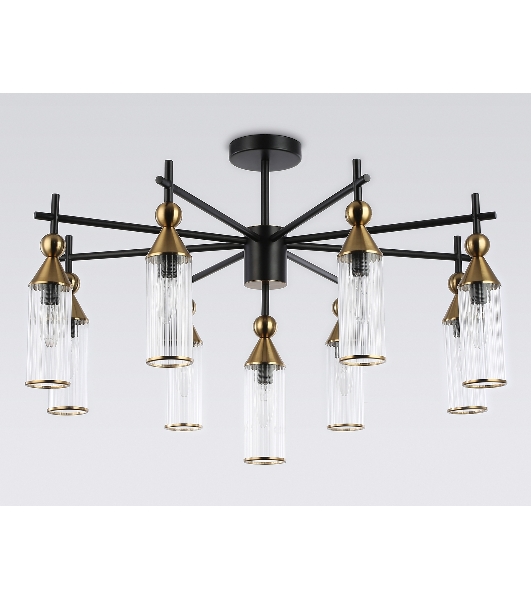 Люстра Ambrella light LH55258/9 BK/BS/CL черный/латунь/прозрачный E14*9 max 40W D770*530
