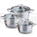 Набор посуды KELLI KL-4201 6 пред.(6 пред.: Кастрюля с жаропрочной стеклянной крышкой 2 л. Кастрюля с жаропрочной стеклянной крышкой 2.6 л. Кастрюля с жаропрочной стеклянной крышкой 3.6 л. Высококачественная нержавеющая сталь 18/10. 5-ти слойное капсульно, фото2