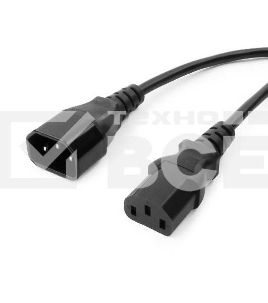 Кабель питания сист.блок-монитор Cablexpert PC-189-VDE-5M, 5м, C13-C14, VDE, 10А, Сечение провода: 0,75 мм2, черный, с заземлением