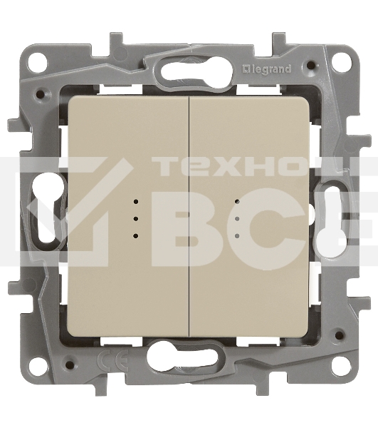 Переключатель 2кл с подсветкой,10АХ, сл.кость