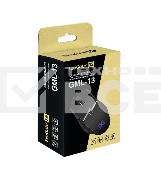 Мышь проводная ExeGate Gaming Standard Laser GML-13 черный, 4000 dpi, USB, кнопки - 8