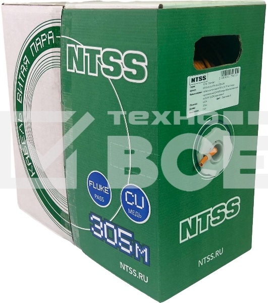 Кабель информационный NTSS NTSS-IN-UTP4-5Е-LSZH-OR кат.5E U/UTP 4X2X24AWG LSZH внутренний 305м оранжевый
