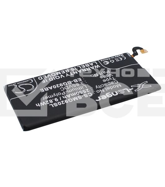 Аккумулятор CS-SMG920SL EB-BG920ABE для Samsung Galaxy S6 3.85V, 2550mAh, 9.82Wh