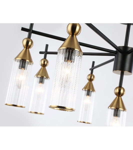 Люстра Ambrella light LH55258/9 BK/BS/CL черный/латунь/прозрачный E14*9 max 40W D770*530