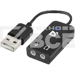 Кабель-переходник Defender / Аудиовход: 2 x 3.5 мм jack/ Аудиовыход: USB / встроенная звуковая карта. (63002), фото 1