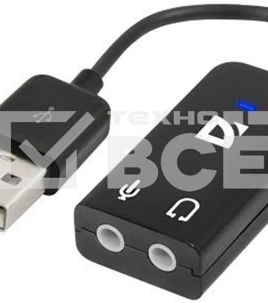 Кабель-переходник Defender / Аудиовход: 2 x 3.5 мм jack/ Аудиовыход: USB / встроенная звуковая карта. (63002)