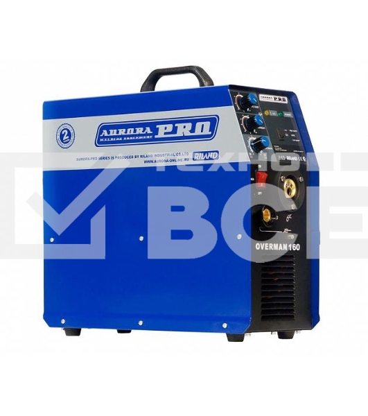 Сварочный полуавтомат AURORA PRO OVERMAN 160 Mosfet 4кВт 220В MIG/MAG 40-160А 0.6-1.0мм 15кг