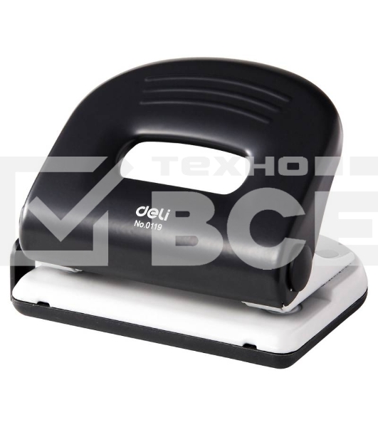 Дырокол Deli PRO E0119, до 25 листов, металл ассорти, отверстий: 2, с линейкой
