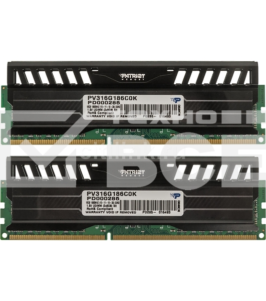 Оперативная память Patriot Viper 3, DDR3, 16GB (2x8 GB), 1866 MHz, CL10, радиатор, черный