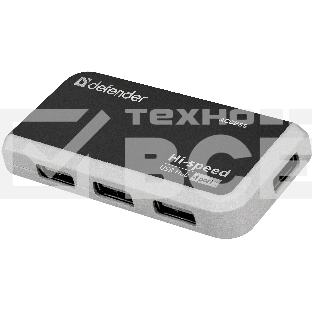 Разветвитель USB Defender  QUADRO INFIX USB2.0 - 4 порта, скор. - до 480 Мбит/с, + кабель USB 2.0 A(M) - MiniB (M) - 1м.
