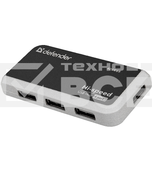 Разветвитель USB Defender  QUADRO INFIX USB2.0 - 4 порта, скор. - до 480 Мбит/с, + кабель USB 2.0 A(M) - MiniB (M) - 1м.
