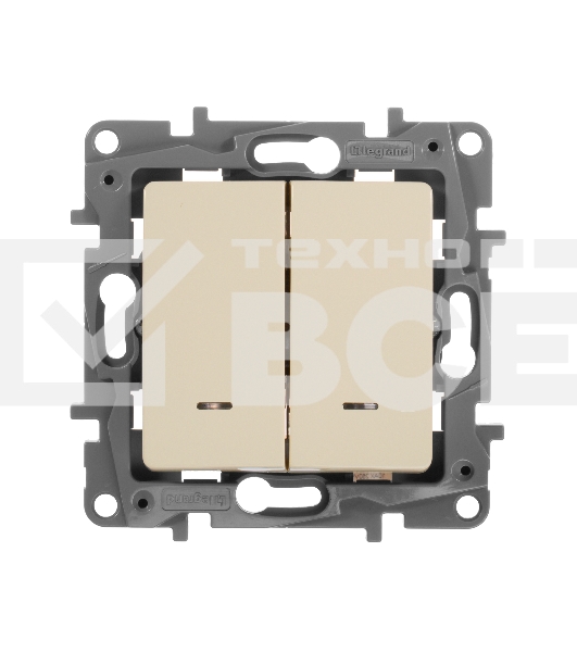 Переключатель 2кл с подсветкой,10АХ, сл.кость