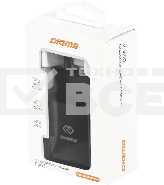 Сетевое зарядное устройство Digma DGW3C 3A PD черный