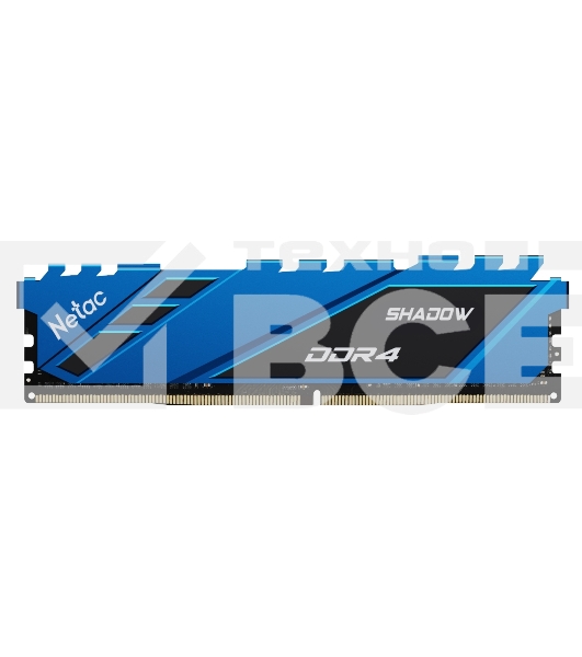 Оперативная память NETAC Shadow, DDR4, 8GB (1x8GB), 3600MHz, CL18, с радиаторами, синий