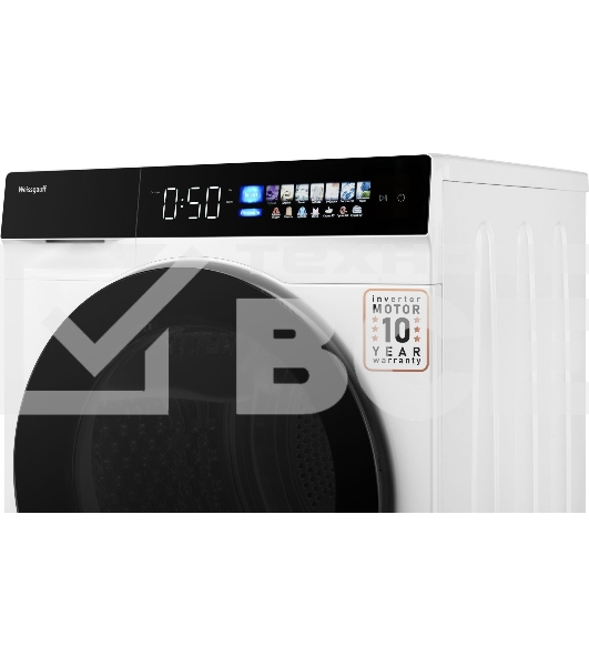 Сушильная машина Weissgauff WD 999 Heat Pump Full Touch белый/черный, 10 кг, сушка - тепловой насос, программ - 16, 60 x 85 x 62 см