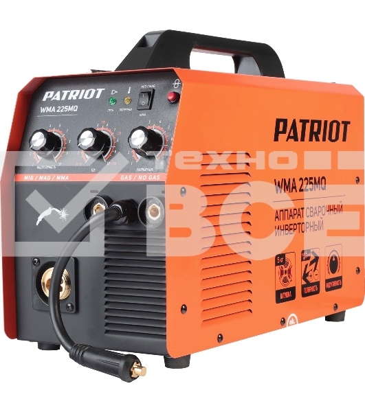 Сварочный аппарат PATRIOT WMA 225MQ (605301755) инверторный mig/mag/mma стальной и флюс. провлокой