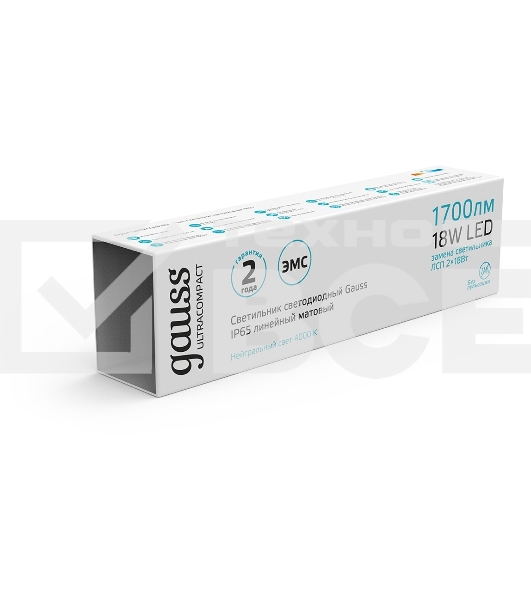 Светильник светодиодный Gauss IP65 590*40*30мм 18Вт 1300lm 4000К линейн. мат.  143424218  Gauss