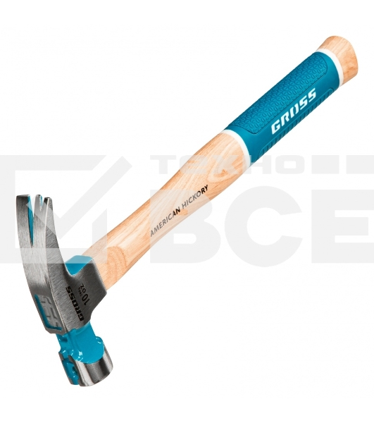 Молоток-гвоздодер,280 г, угол 75, магнит, обрезиненная рукоятка AMERICAN HICKORY GROSS