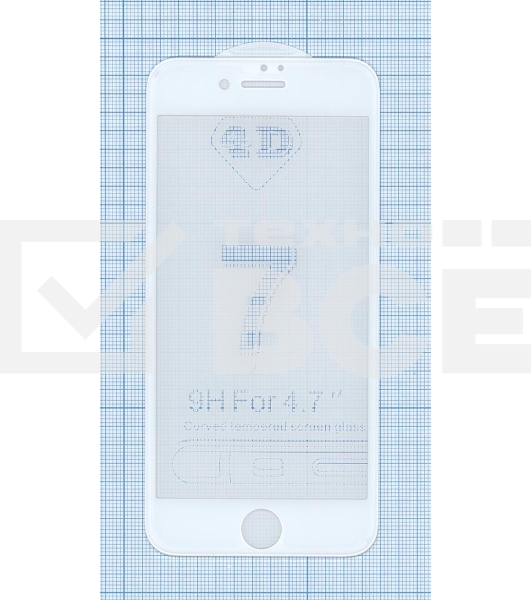 Защитное стекло 4D для Apple iPhone 7/8 белый
