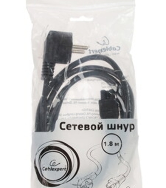 Кабель питания для ноутбуков Cablexpert PC-186-ML12 1.8м, 3-pin, с зазем., пакет