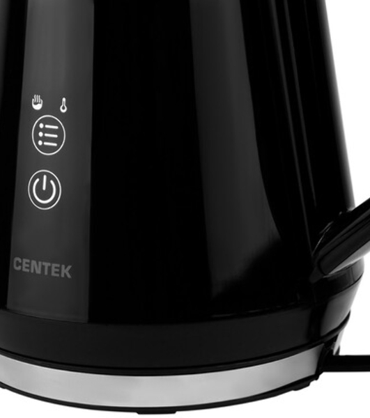 Чайник Centek CT-0019, 1100 Вт, стекло, черный и серебристый