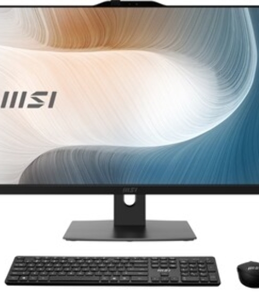 Моноблок MSI Modern AM272P 1M AiO 27' FHD (1920x1080)IPS AG Non-touch, Core i3-100U (1.2GHz), 8Gb DDR5(1x8Gb),512Gb SSD M.2,Intel UHD,WiFi,BT,camera,WirelessKB&mouse Eng/Rus,NoOS,1y w-ty,черный (9S6-AF8231-1033)