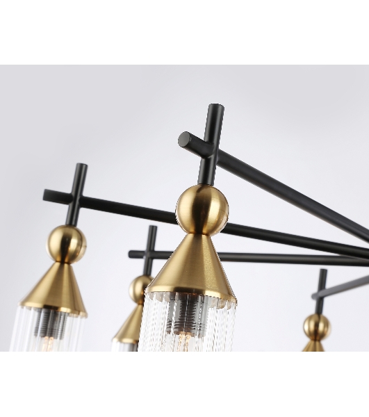 Люстра Ambrella light LH55258/9 BK/BS/CL черный/латунь/прозрачный E14*9 max 40W D770*530