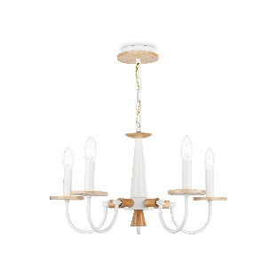Светильник Ambrella light TR9592/5 WH/LW белый/светлое дерево E14/5 max 40W D555*660