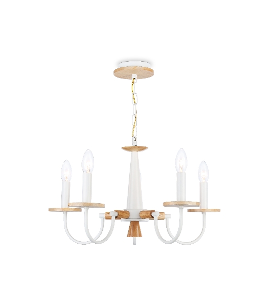 Светильник Ambrella light TR9592/5 WH/LW белый/светлое дерево E14/5 max 40W D555*660