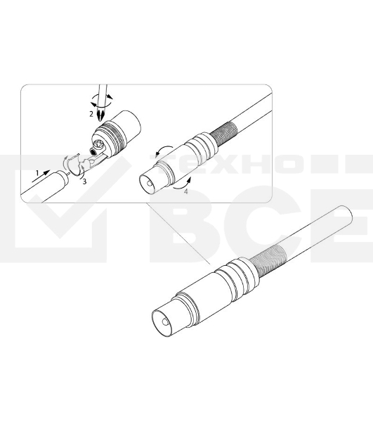 Разъем антенный на кабель штекер-TV никель с пружиной блист. Rexant 06-0016-A