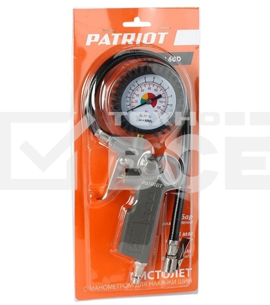 Пистолет для накачки шин PATRIOT GN 60D 10бар шланг360мм манометр63мм быстросъем