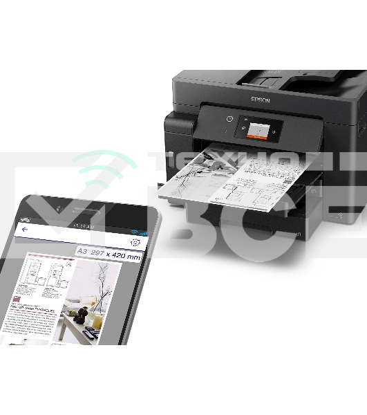 МФУ струйный Epson M15140 (C11CJ41404), A3+, ч/б, печ. до 25 стр/мин., скан. до 26 стр/мин., 2400 x 4800 dpi (печать) 1200x2400dpi (скан.), USB, RJ-45, Wi-Fi