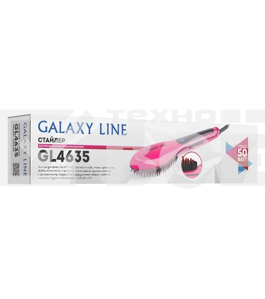 Стайлер Galaxy Line GL 4635, розовый, 50 Вт, керамическое покрытие рабочей поверхности, регулятор температурных режимов (80-230 С), светодиодный дисплей с индикацией температурных режимов, массажные зубчики для улучшения кровообращения кожи головы и стиму